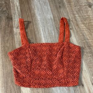 Chic Orange Lace Crop Top